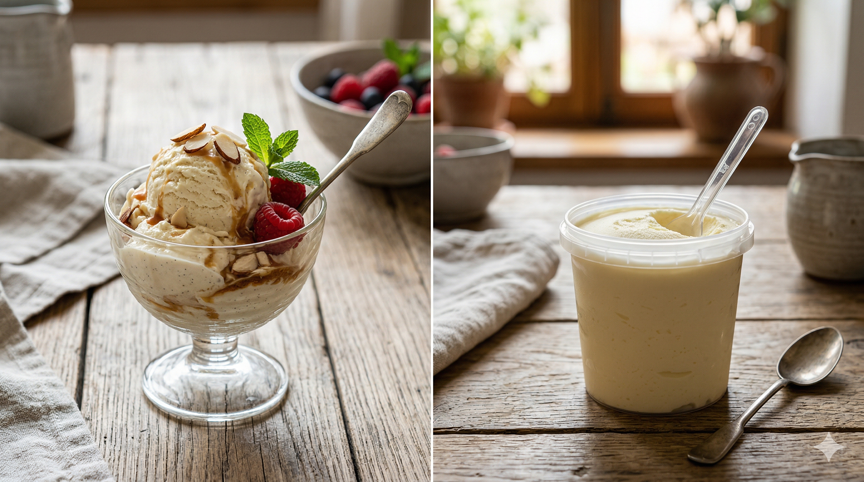 Helado artesanal con ingredientes naturales vs industrial